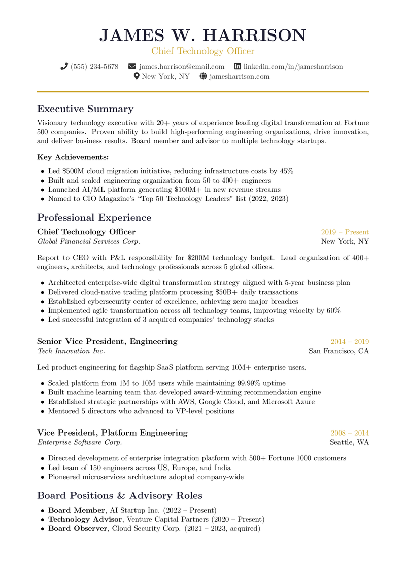 Executive Resume Preview