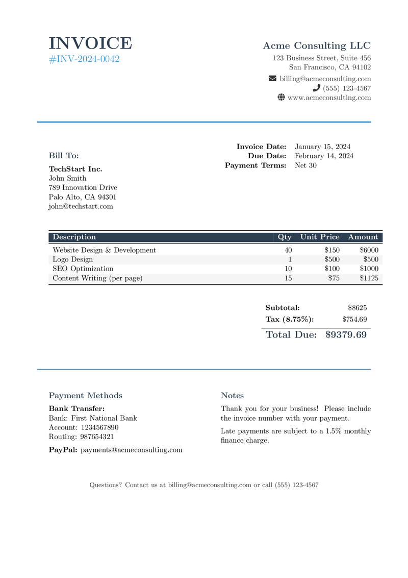Invoice Template Preview